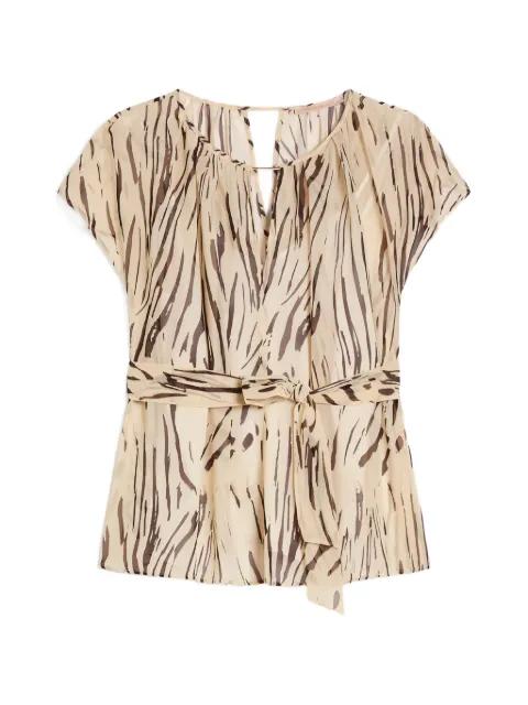 zebra-print belted blouse by PENNYBLACK