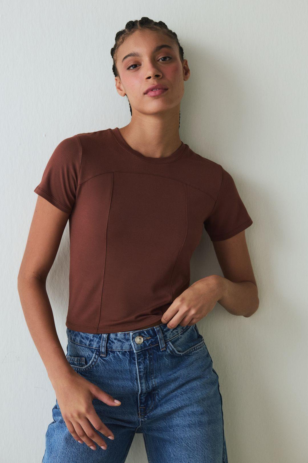 Crew Neck Short Sleeve Slim Fit Modal T-Shirt by PENTI