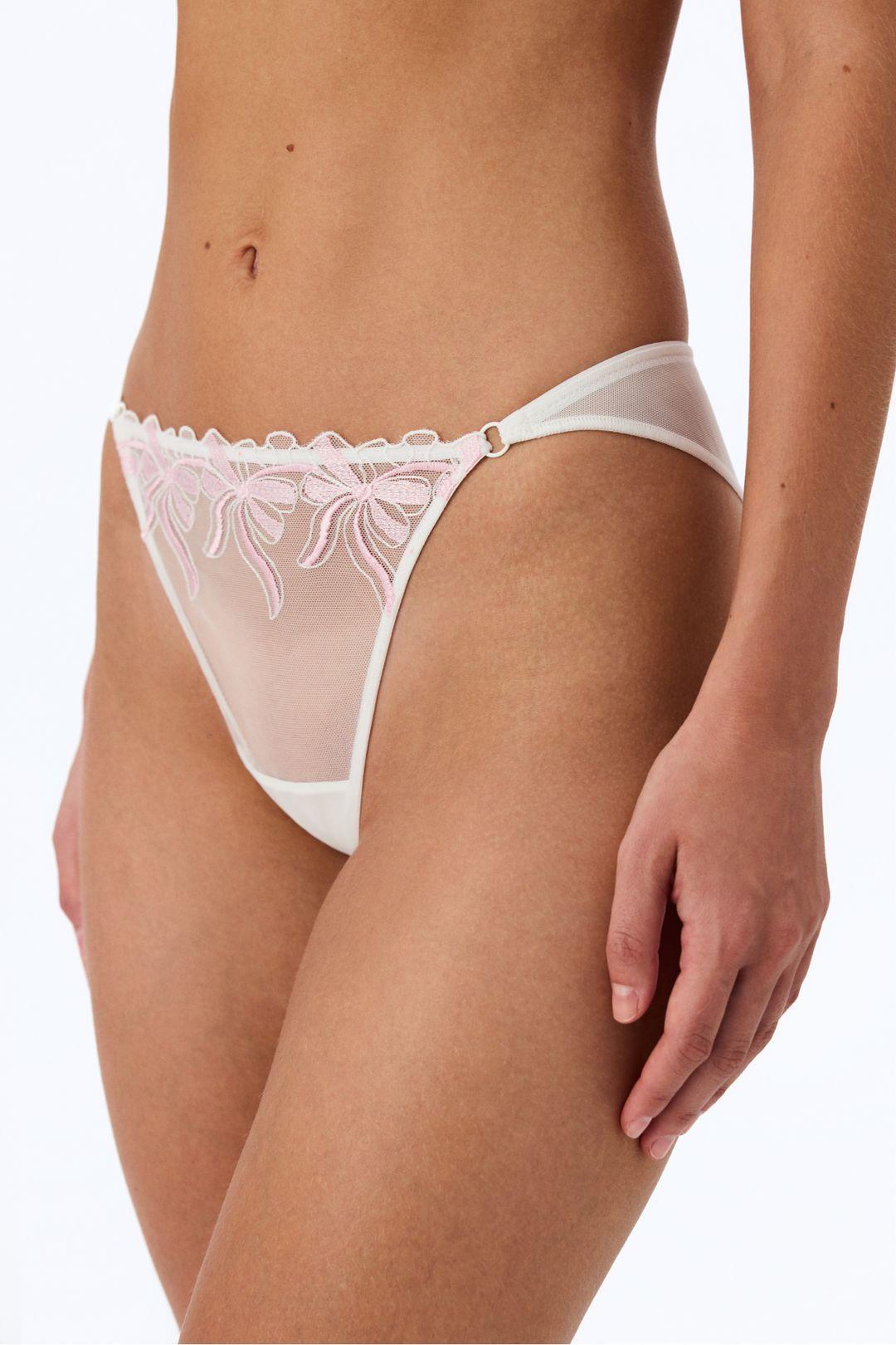 Distressed Embroidered Bow Pattern Brazilian Briefs by PENTI