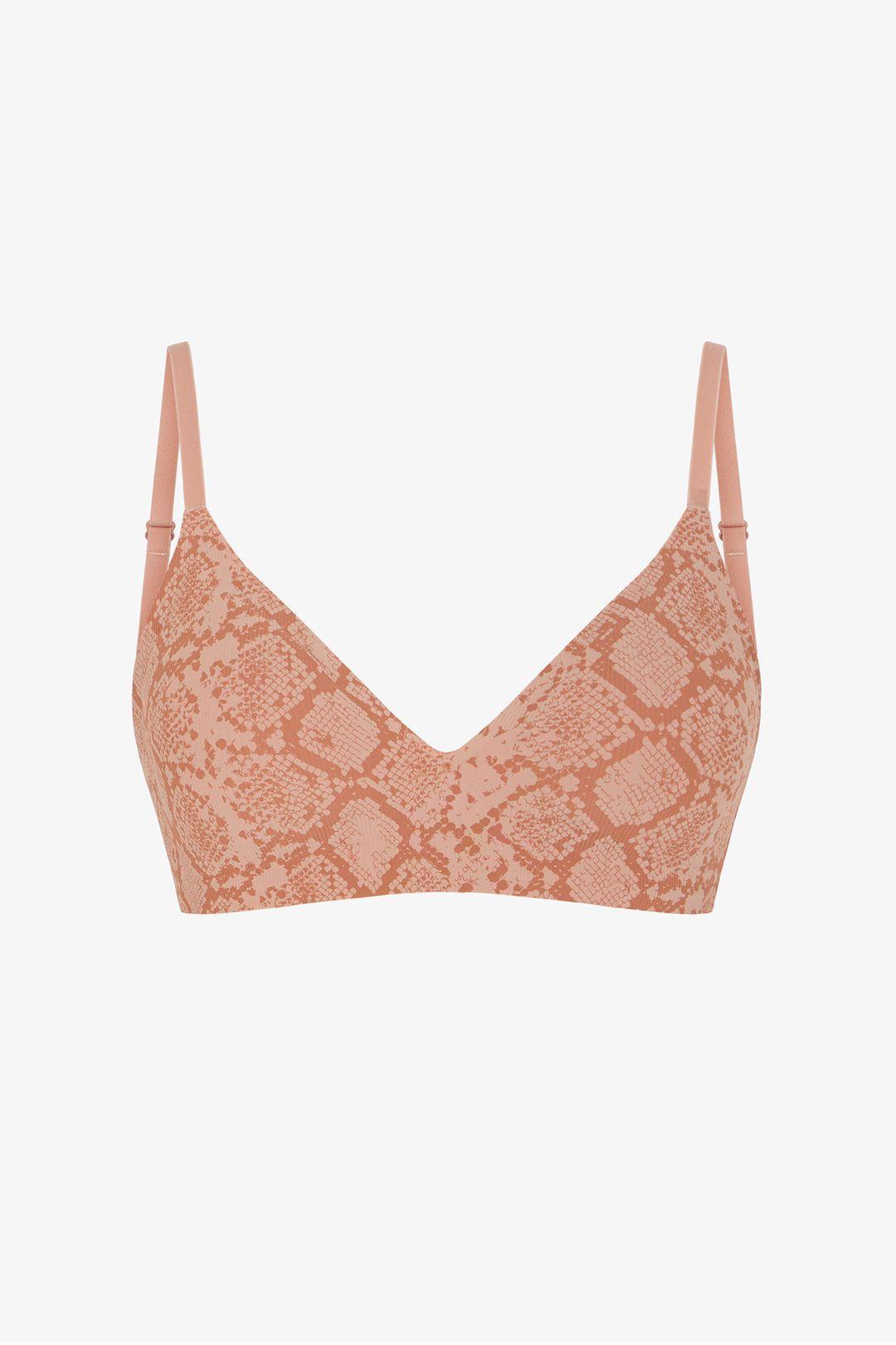 No-Show Tattoo Effect Triangle Snake Print Removable Pad Bra by PENTI