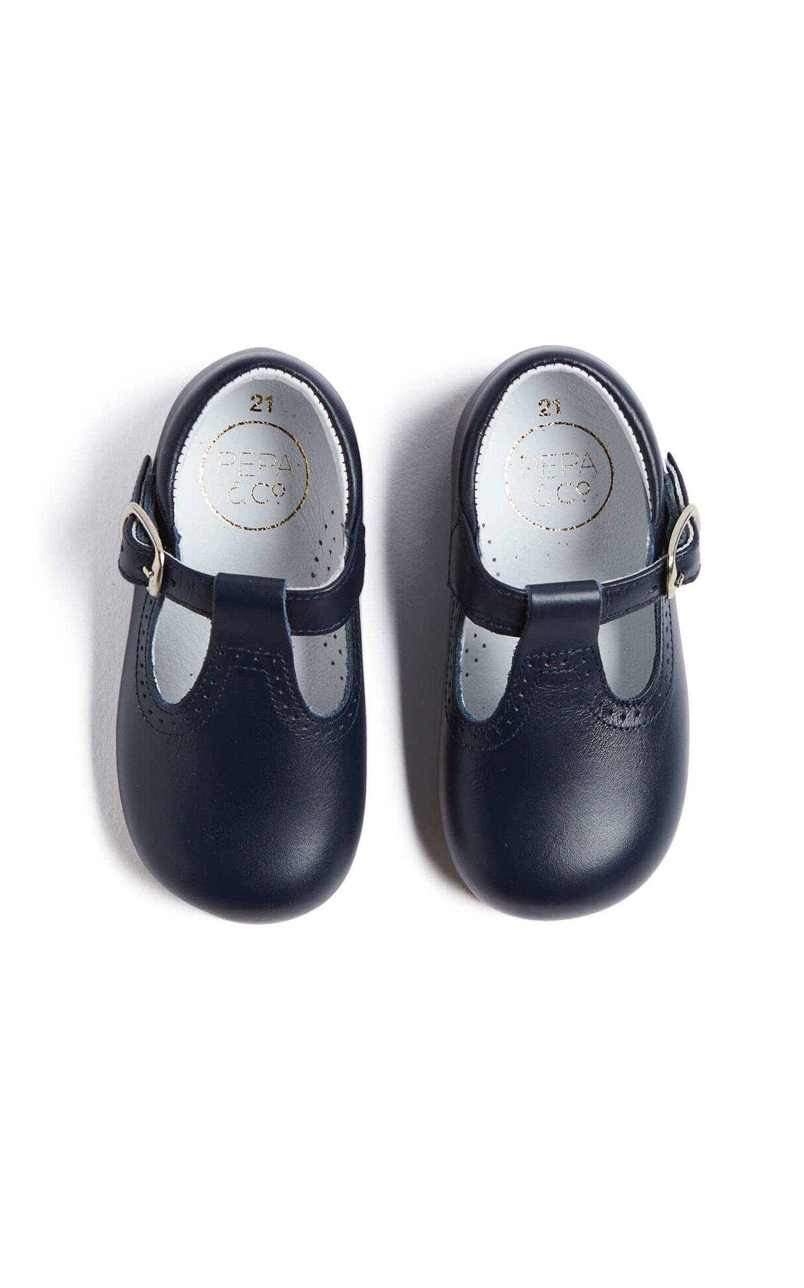 Pepa London Leather T Bar Baby Shoes in Navy (20-26EU) - Moda Operandi by PEPA LONDON