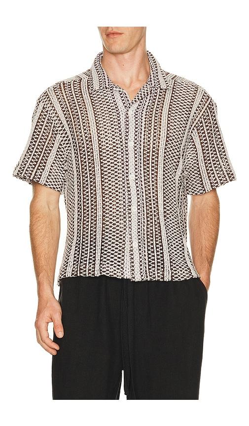Percival Hugh Crochet Cuban Shirt in Black by PERCIVAL