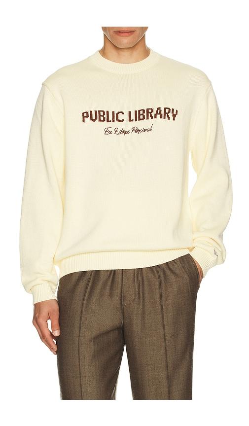 Percival Public Library Knitted Crew Jumper in Cream by PERCIVAL
