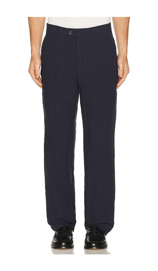 Percival Tailored Linen Trousers in Navy by PERCIVAL
