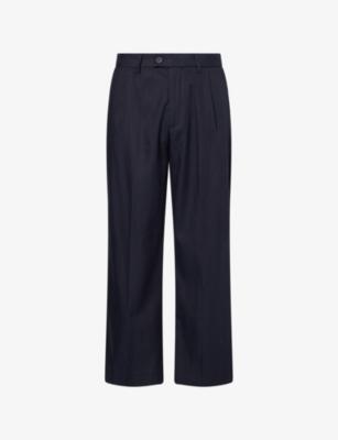 Pressed-Pleat Straight-Leg Cotton-Blend Trousers by PERCIVAL