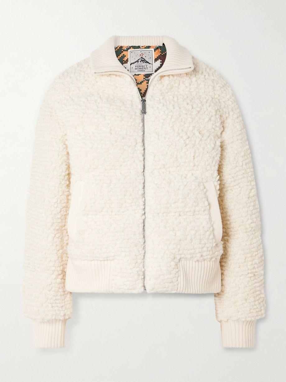 Padded wool-bouclé down ski jacket by PERFECT MOMENT