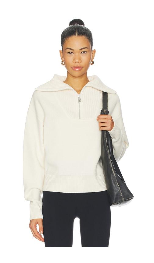 Perfect Moment Half Zip Wool & Cashmere Top in White by PERFECT MOMENT
