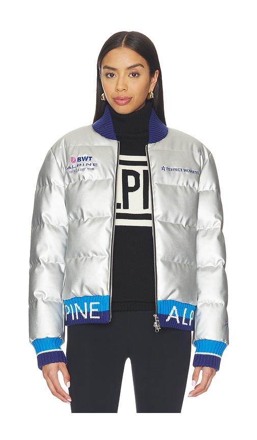 Perfect Moment Unisex Silverstone Bomber in Metallic Silver by PERFECT MOMENT