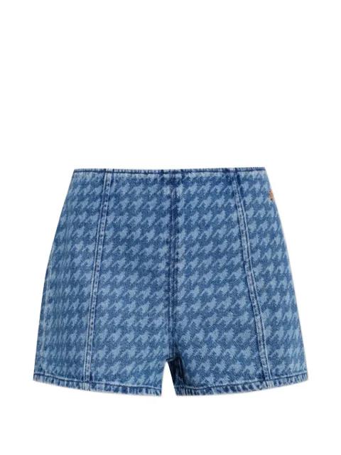 houndstooth-pattern denim shorts by PERFECT MOMENT