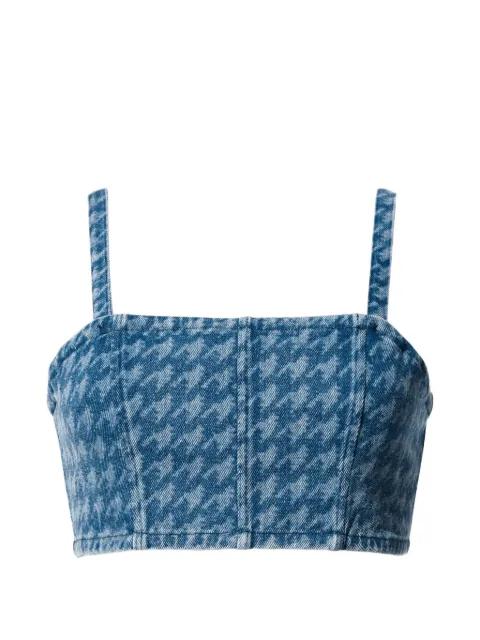 houndstooth-pattern square-neck top by PERFECT MOMENT