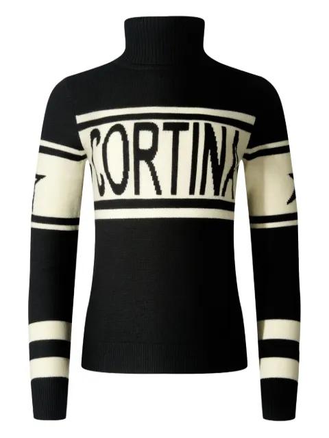 striped-detail roll neck top by PERFECT MOMENT