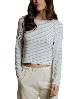 Ainsley Brushed Sweater Stripe Long Sleeve Top by PERFECTWHITETEE