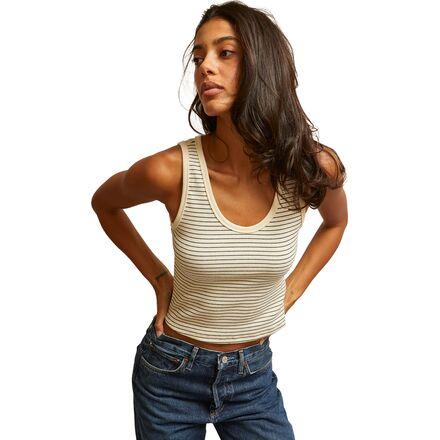 Blondie Stripe Structured Rib Bra Friendly Tank by PERFECTWHITETEE