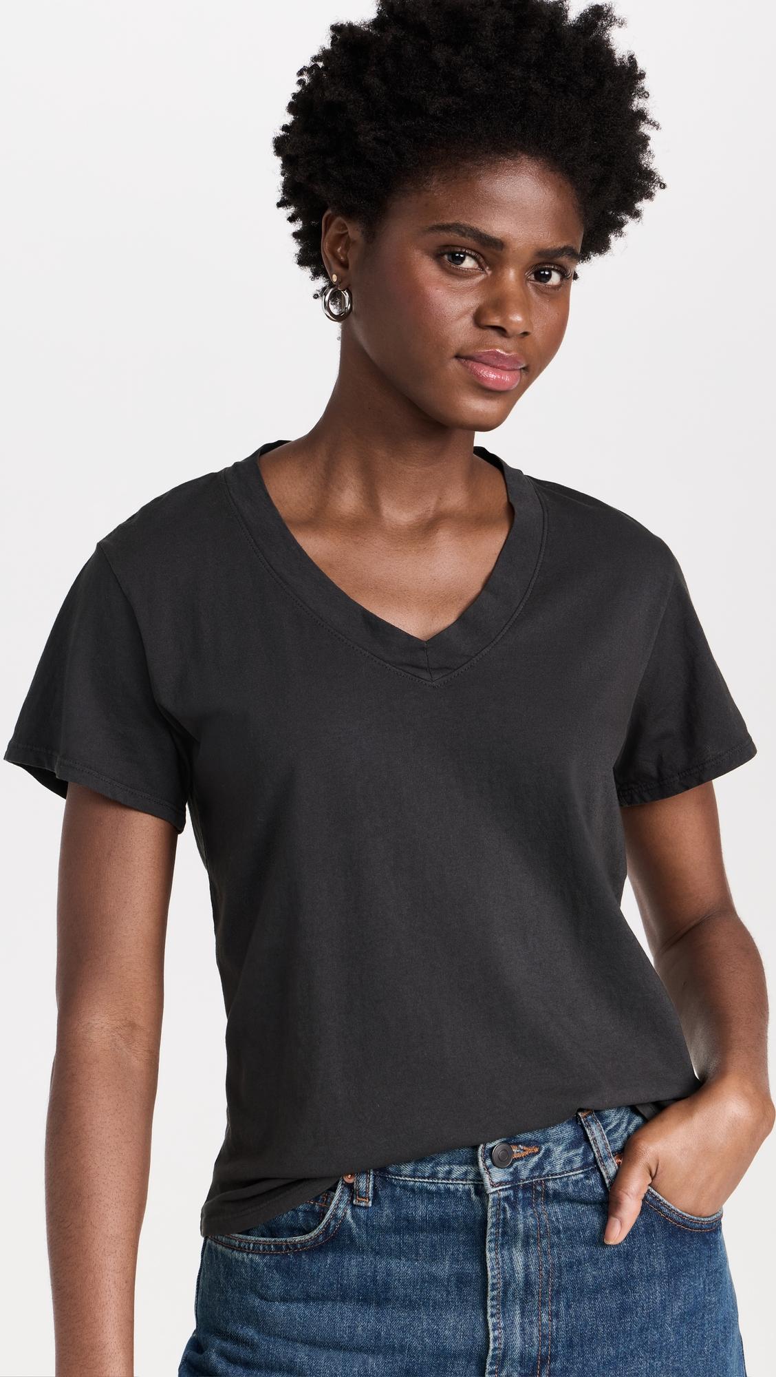 Hendrix Cotton Boxy V Neck Tee by PERFECTWHITETEE
