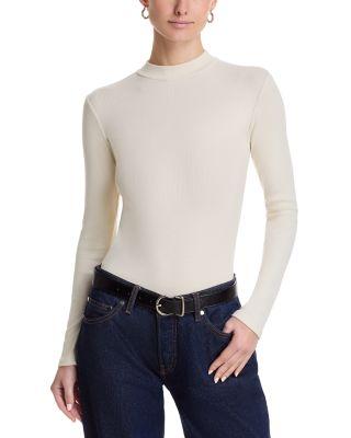 Lauryn Mock Neck Rib Long Sleeve Tee by PERFECTWHITETEE