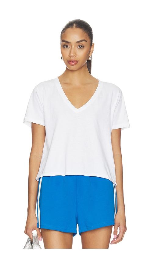 perfectwhitetee Crispy Cotton V Neck Tee in White by PERFECTWHITETEE