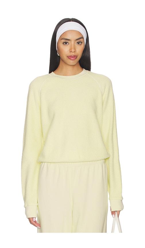 perfectwhitetee Fleece Long Sleeve Crewneck Sweatshirt in Lemon by PERFECTWHITETEE