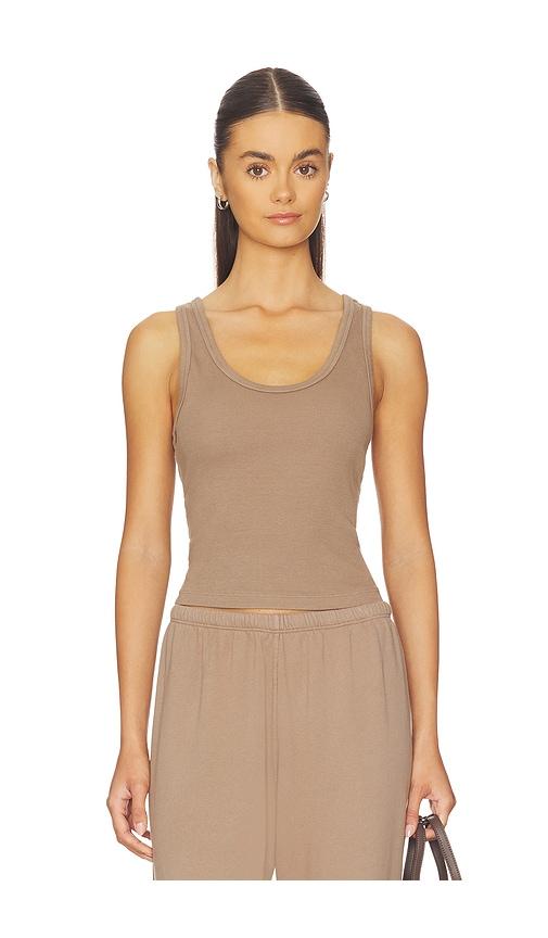 perfectwhitetee Structured Rib Bra Friendly Tank in Brown by PERFECTWHITETEE