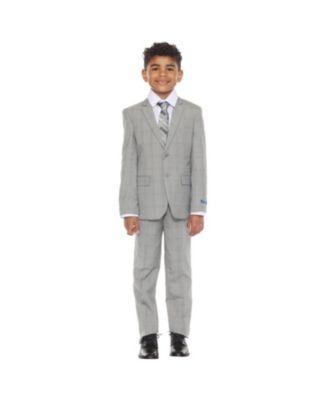 Little Boys 5 Piece Windowpane Suit,Vest,Pants,Shirt and Tie Set by PERRY ELLIS