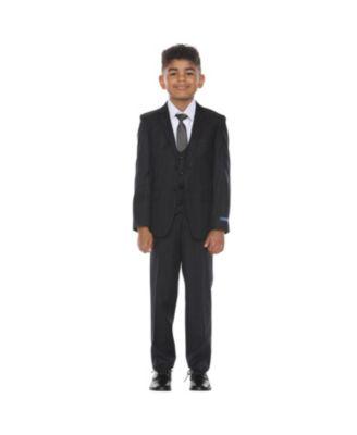 Little Boys 5 Piece Windowpane Suit,Vest,Pants,Shirt and Tie Set by PERRY ELLIS
