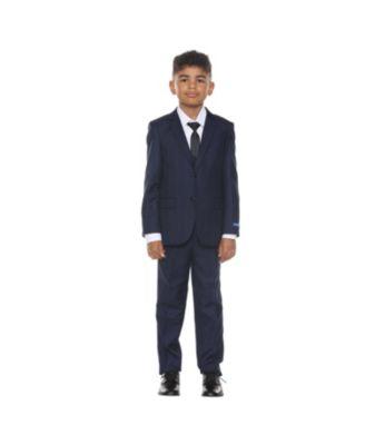 Little Boys 5 Piece Windowpane Suit,Vest,Pants,Shirt and Tie Set by PERRY ELLIS