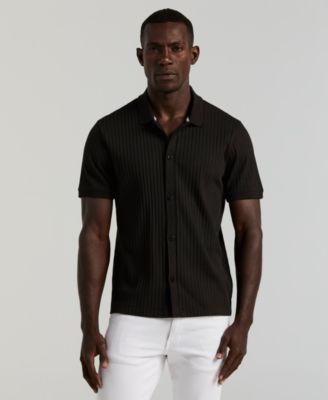 Men's Vertical Rib Button-Front Shirt by PERRY ELLIS