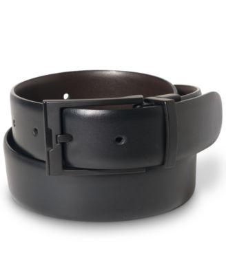 Men's Matte Black Reversible Buckle Leather Belt by PERRY ELLIS PORTFOLIO Men's Matte Black Reversible Buckle Leather Belt by PERRY ELLIS PORTFOLIO