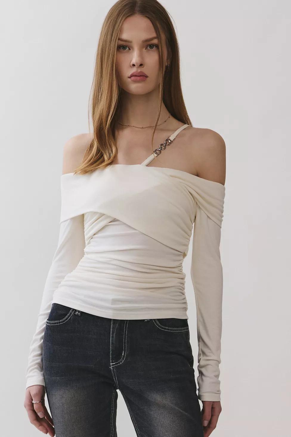 Personal Code Eleanor Off Shoulder Chain Accent Top by PERSONAL CODE