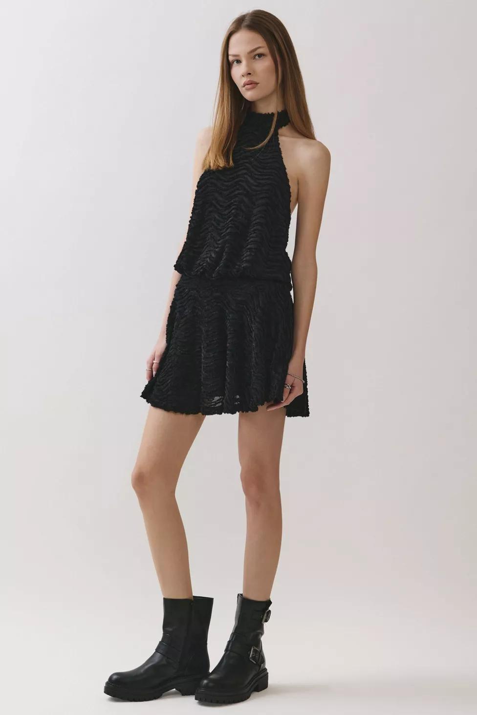 Personal Code Marlette Textured Halter Tie Blouson Dress by PERSONAL CODE