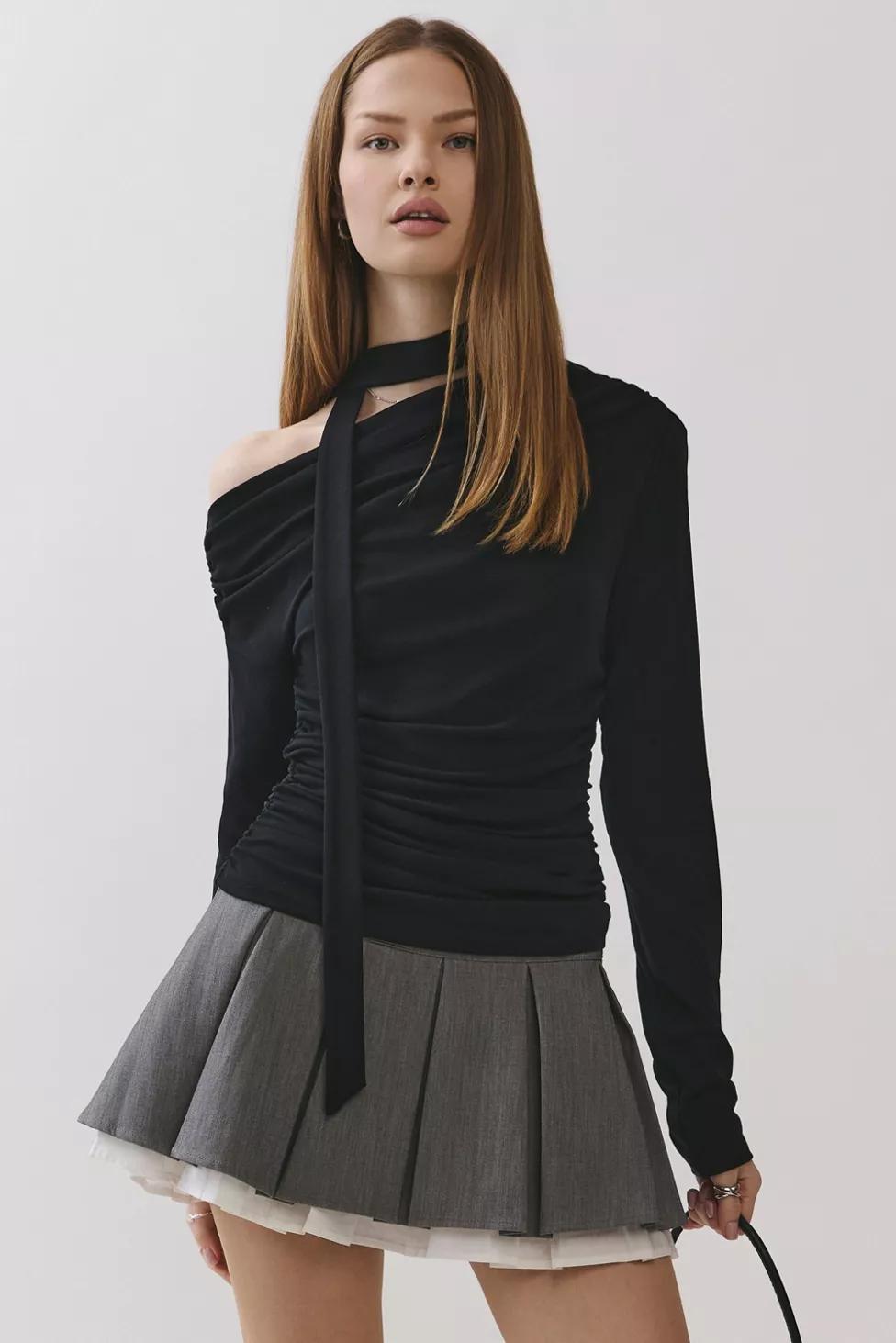 Personal Code Natalie Ruched Off The Shoulder Top With Scarf by PERSONAL CODE