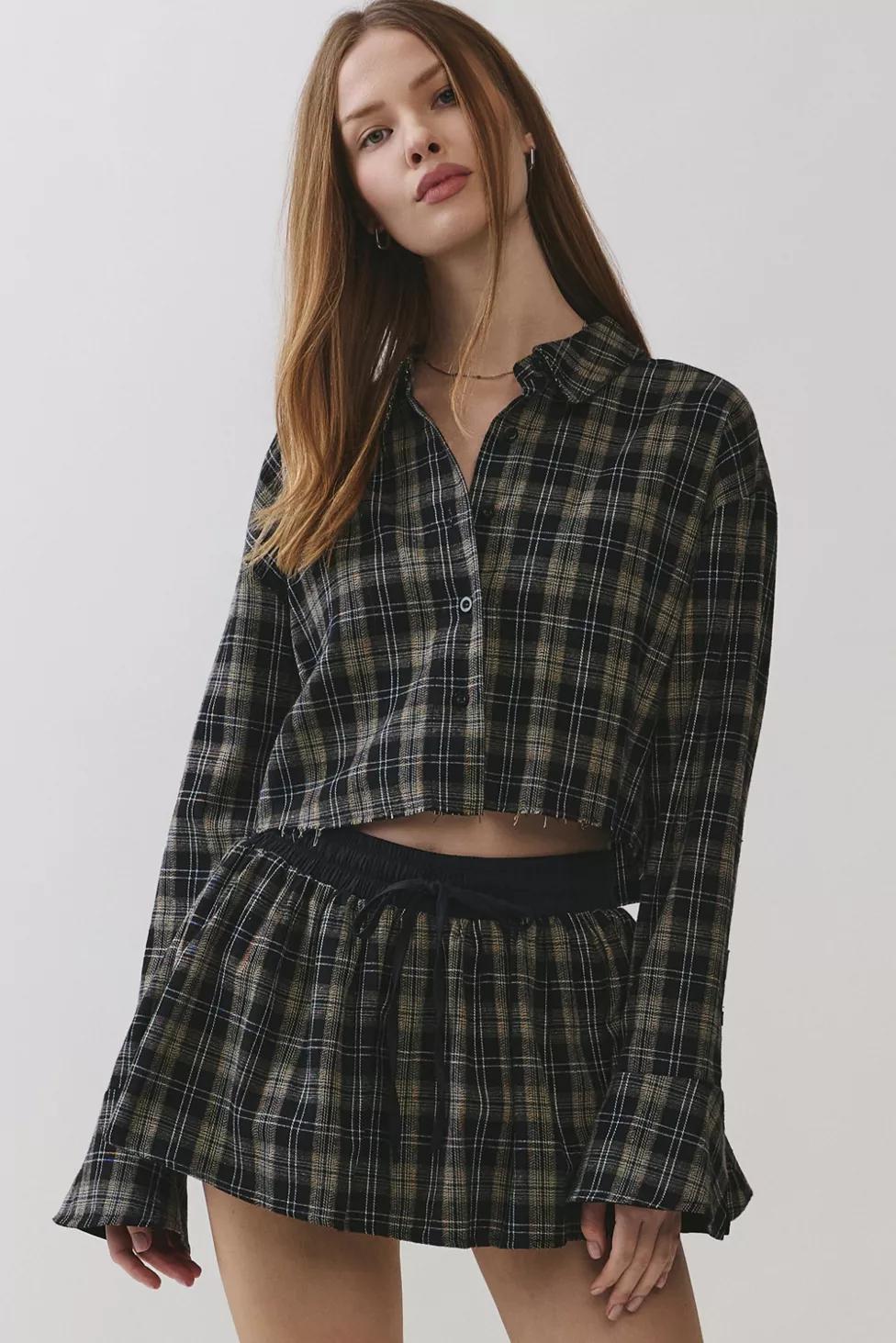 Personal Code Paloma Cropped Plaid Button Down Shirt by PERSONAL CODE