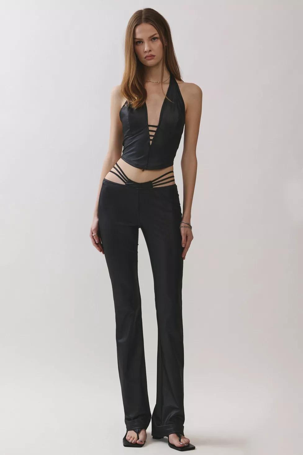 Personal Code Roxie Stretchy Coated Jersey Cut Out Pants by PERSONAL CODE