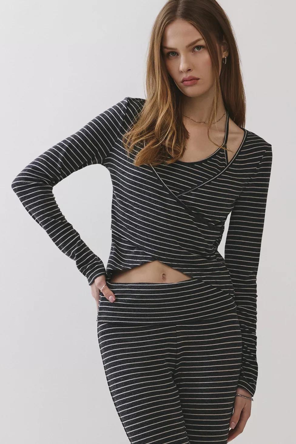 Personal Code Willow Stripe Jersey Layered Surplus Top by PERSONAL CODE
