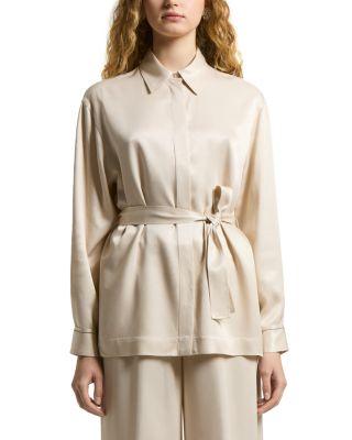 Belted Long Sleeve Blouse by PESERICO