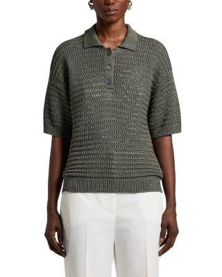 Cotton Blend Polo Sweater by PESERICO