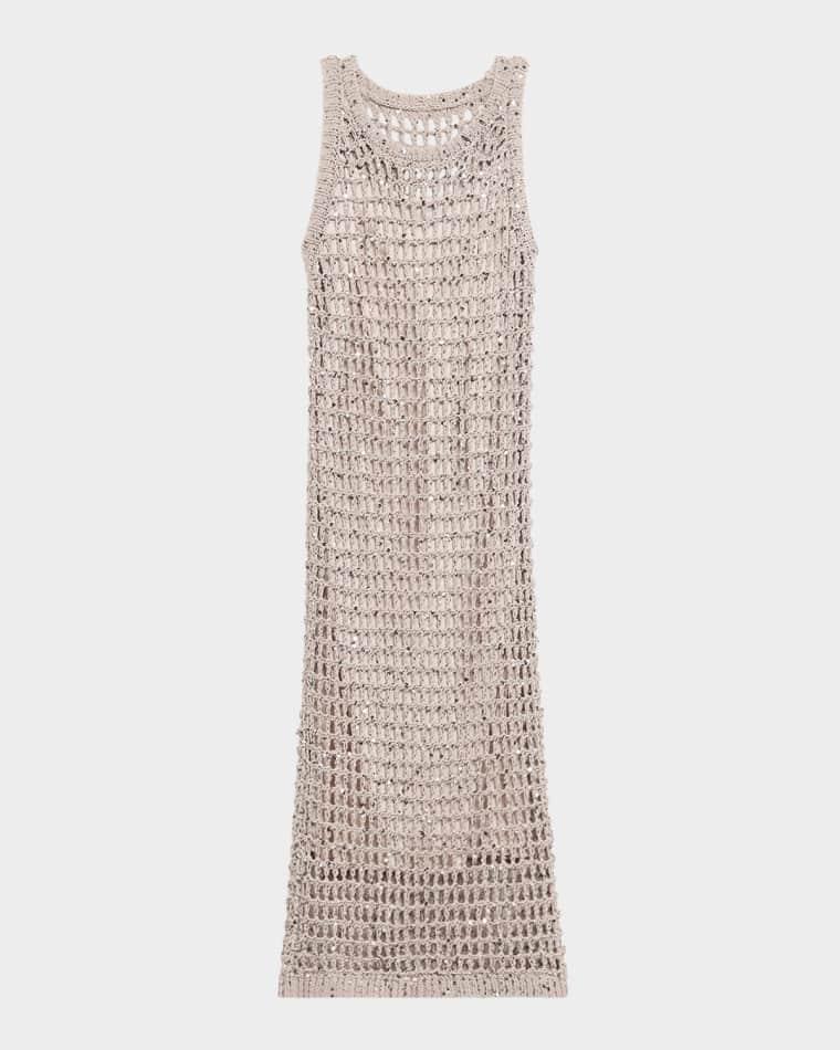 Embellished Open-Knit Cotton Midi-Dress by PESERICO