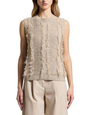 Fringe Trim Knitted Top by PESERICO