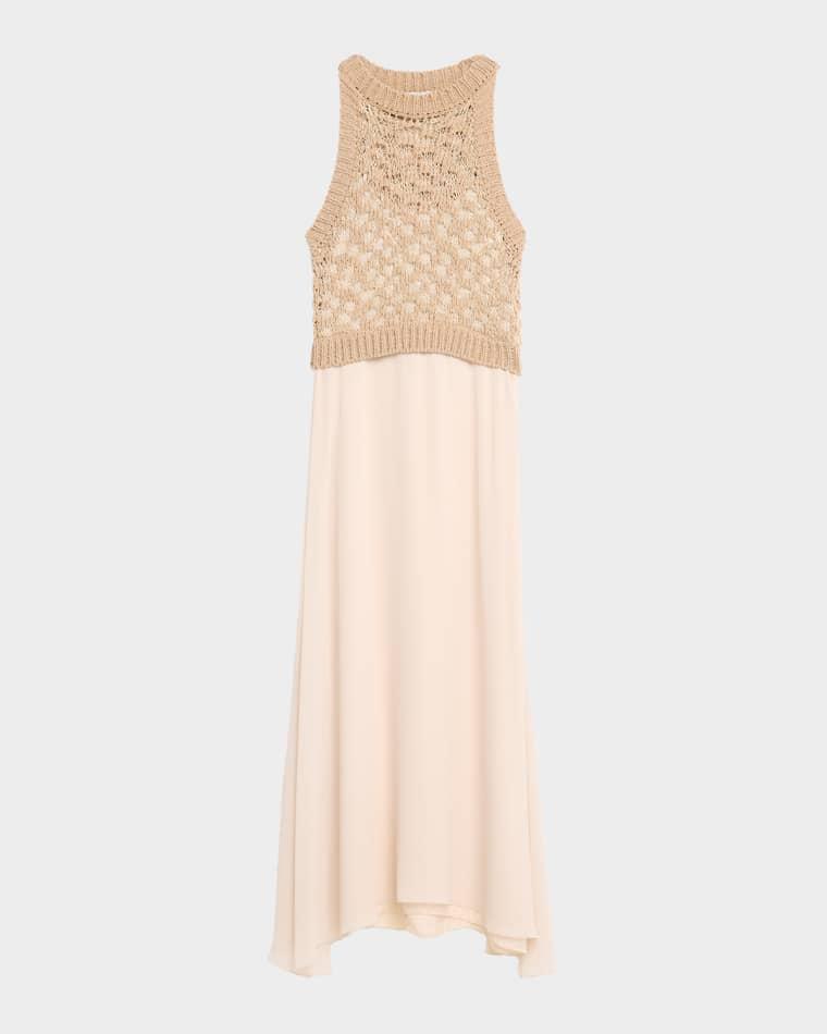 Linen, Cotton and Lurex Long Sleeveless Dress by PESERICO