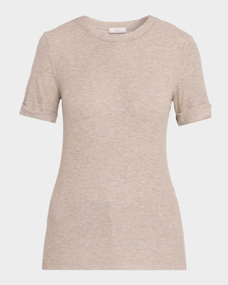 Micro-Rib Cotton and Lurex T-Shirt by PESERICO
