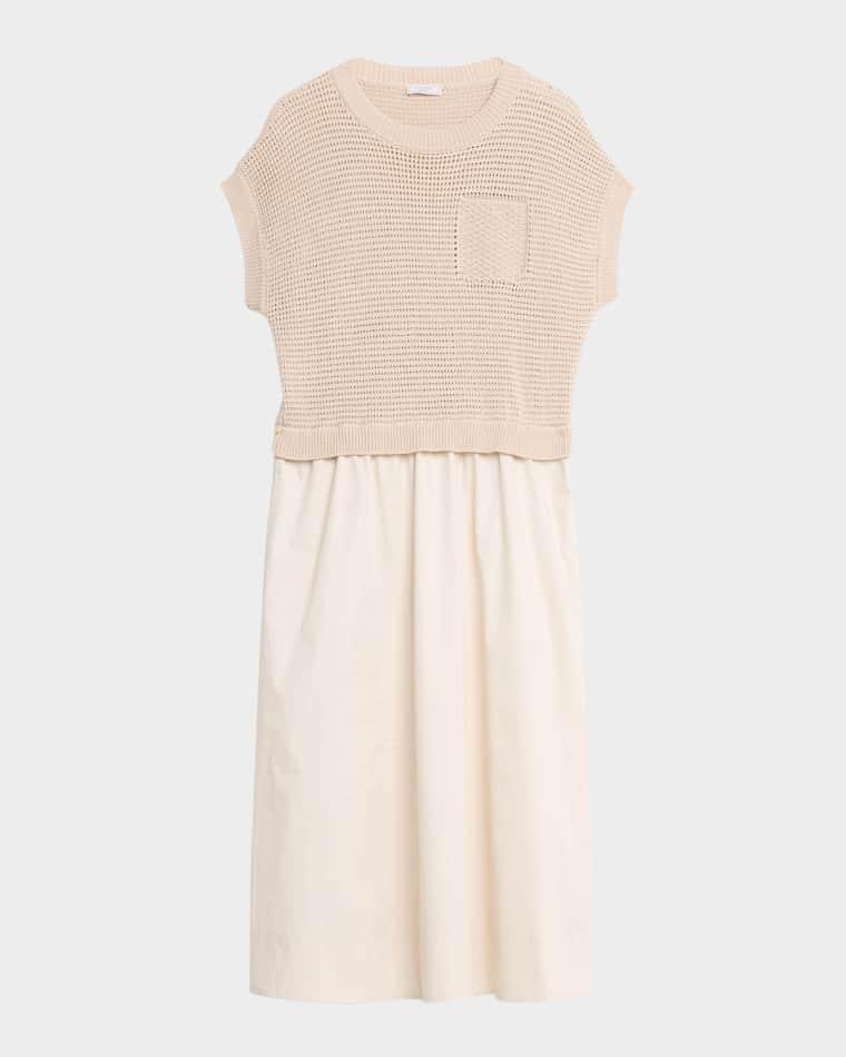 Mixed Media Cotton Midi Dress by PESERICO