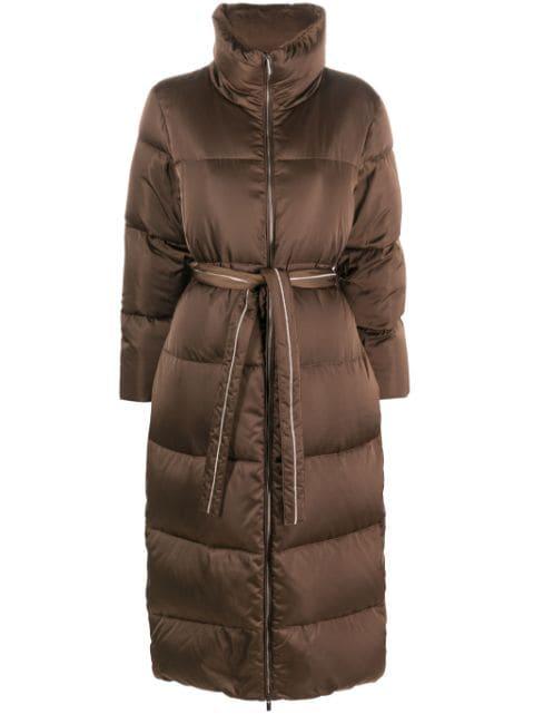 Monili-chain belted puffer jacket by PESERICO