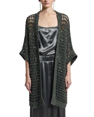 Open Front Sequinned Sweater by PESERICO