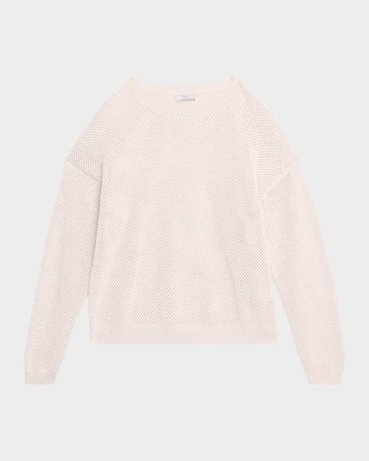 Openwork Cotton Knit Drop-Shoulder Sweater by PESERICO