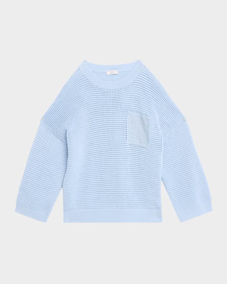 Openwork Stitched Pure Cotton Yarn Sweater by PESERICO
