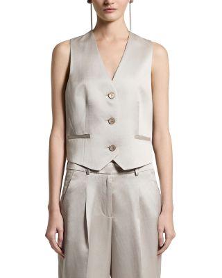 Satin V-Neck Vest by PESERICO