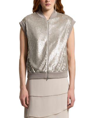 Sequin Bomber Vest by PESERICO