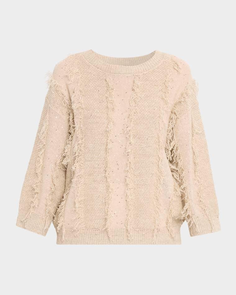 Sequin Cotton Linen Yarn Sweater by PESERICO