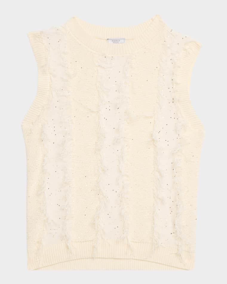 Sequined Cotton Linen Sweater Vest by PESERICO