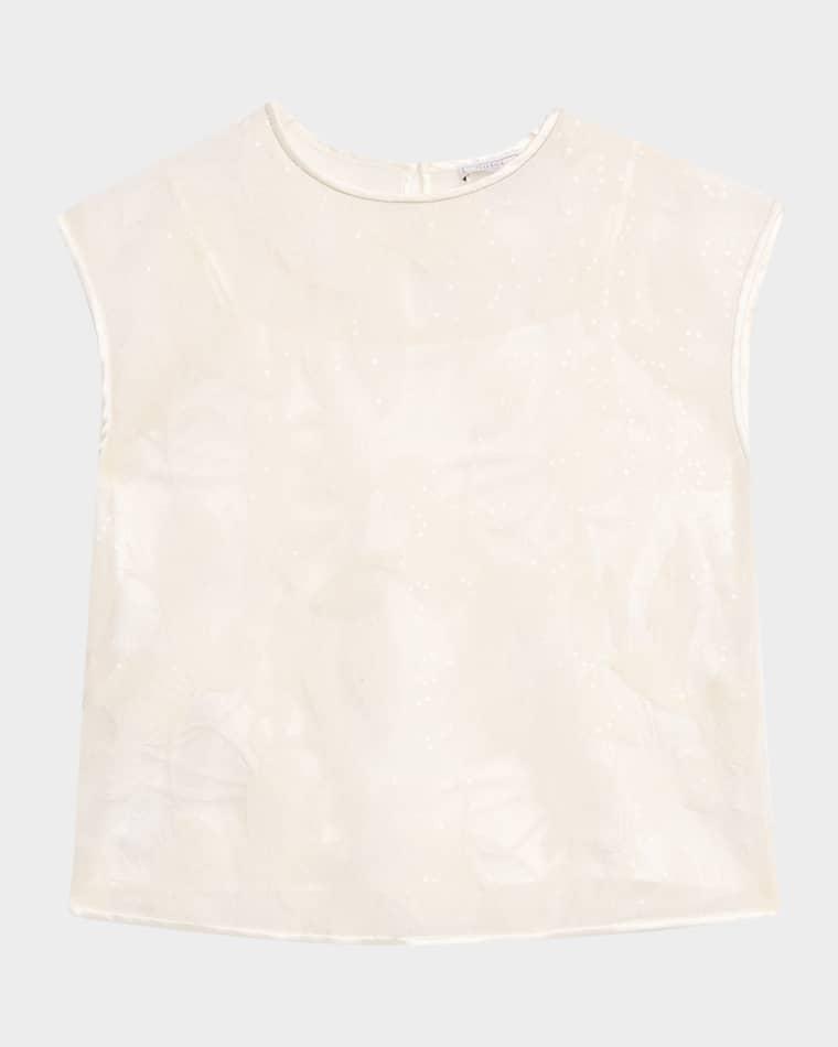 Sequined Sheer Floral Mesh Cotton Top by PESERICO