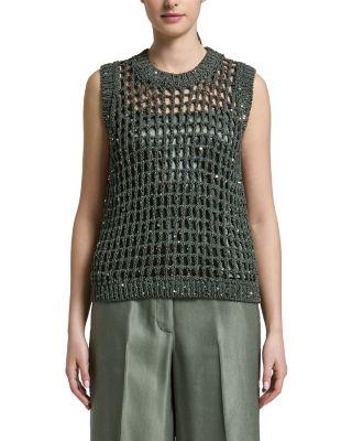 Sequinned Open Knit Sweater by PESERICO